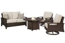 Load image into Gallery viewer, Paradise Trail Outdoor Loveseat, Lounge Chairs and Fire Pit Table