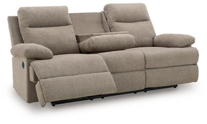 Side-Swipe Reclining Sofa with Drop Down Table - 46 Furniture and Mattress Gallery