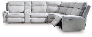 Social Pointe Reclining Sectional with Storage Console - 46 Furniture and Mattress Gallery