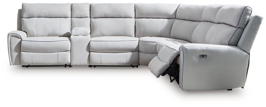 Social Pointe Reclining Sectional with Storage Console - 46 Furniture and Mattress Gallery