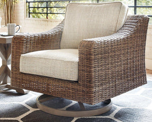 Beachcroft Outdoor Swivel Lounge with Cushion - 46 Furniture and Mattress Gallery