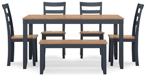 Gesthaven Dining Table with 4 Chairs and Bench (Set of 6) - 46 Furniture and Mattress Gallery