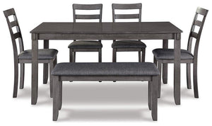 Bridson Dining Table and Chairs with Bench (Set of 6) - 46 Furniture and Mattress Gallery