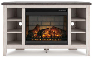 Dorrinson Corner TV Stand with Electric Fireplace - 46 Furniture and Mattress Gallery