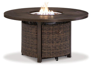 Paradise Trail Paradise Trail Fire Pit Table with 4 Nuvella Swivel Lounge Chairs - 46 Furniture and Mattress Gallery