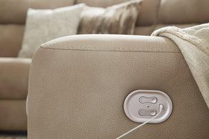 Next-Gen DuraPella Power Reclining Sectional Loveseat with Console - 46 Furniture and Mattress Gallery