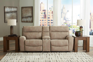 Next-Gen DuraPella Power Reclining Sectional Loveseat with Console - 46 Furniture and Mattress Gallery