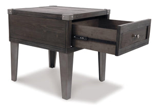 Todoe End Table with USB Ports & Outlets - 46 Furniture and Mattress Gallery