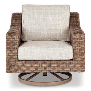 Beachcroft Outdoor Swivel Lounge with Cushion - 46 Furniture and Mattress Gallery