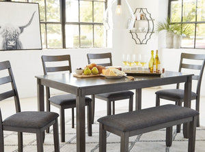 Bridson Dining Table and Chairs with Bench (Set of 6) - 46 Furniture and Mattress Gallery