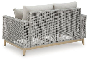 Seton Creek Outdoor Loveseat with Cushion - 46 Furniture and Mattress Gallery