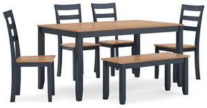Gesthaven Dining Table with 4 Chairs and Bench (Set of 6) - 46 Furniture and Mattress Gallery