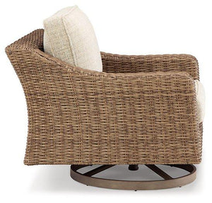 Beachcroft Outdoor Swivel Lounge with Cushion - 46 Furniture and Mattress Gallery