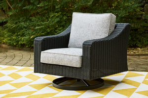 Beachcroft Outdoor Swivel Lounge with Cushion - 46 Furniture and Mattress Gallery