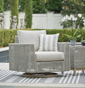 Seton Creek Outdoor Swivel Lounge with Cushion - 46 Furniture and Mattress Gallery