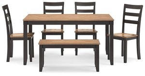 Gesthaven Dining Table with 4 Chairs and Bench (Set of 6) - 46 Furniture and Mattress Gallery