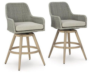 Seton Creek Outdoor Bar Height Barstool with Cushion (Set of 2) - 46 Furniture and Mattress Gallery
