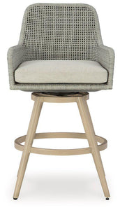 Seton Creek Outdoor Bar Height Barstool with Cushion (Set of 2) - 46 Furniture and Mattress Gallery