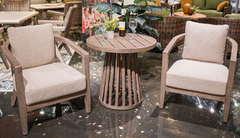 Joy Lagoon Outdoor Chairs with Cushions/Table (Set of 3) - 46 Furniture and Mattress Gallery