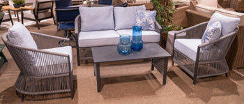 Bridges Beach Outdoor Love/Chairs/Table Set (Set of 4) - 46 Furniture and Mattress Gallery