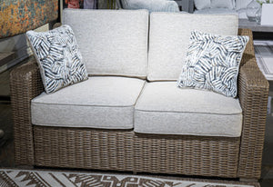 Laguna Heights Outdoor Loveseat with Cushion - 46 Furniture and Mattress Gallery
